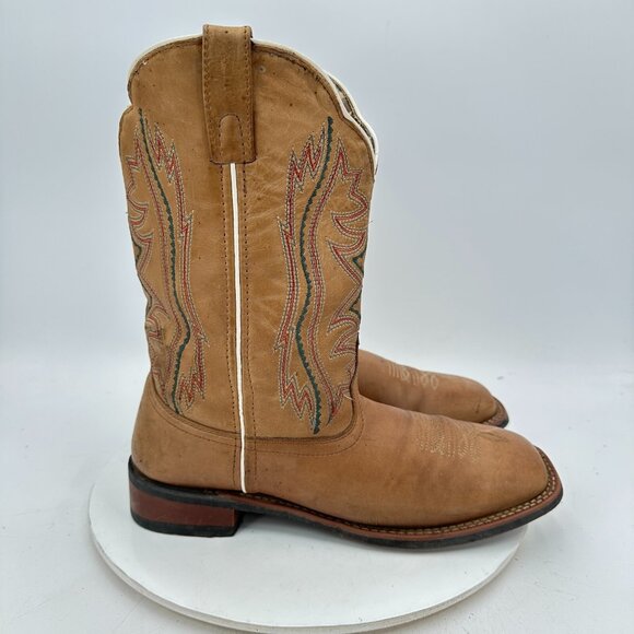 Laredo Lad Western Women Size 10M LA1046 Brown Tan Leather Pull On Cowboy Boot - Picture 1 of 12